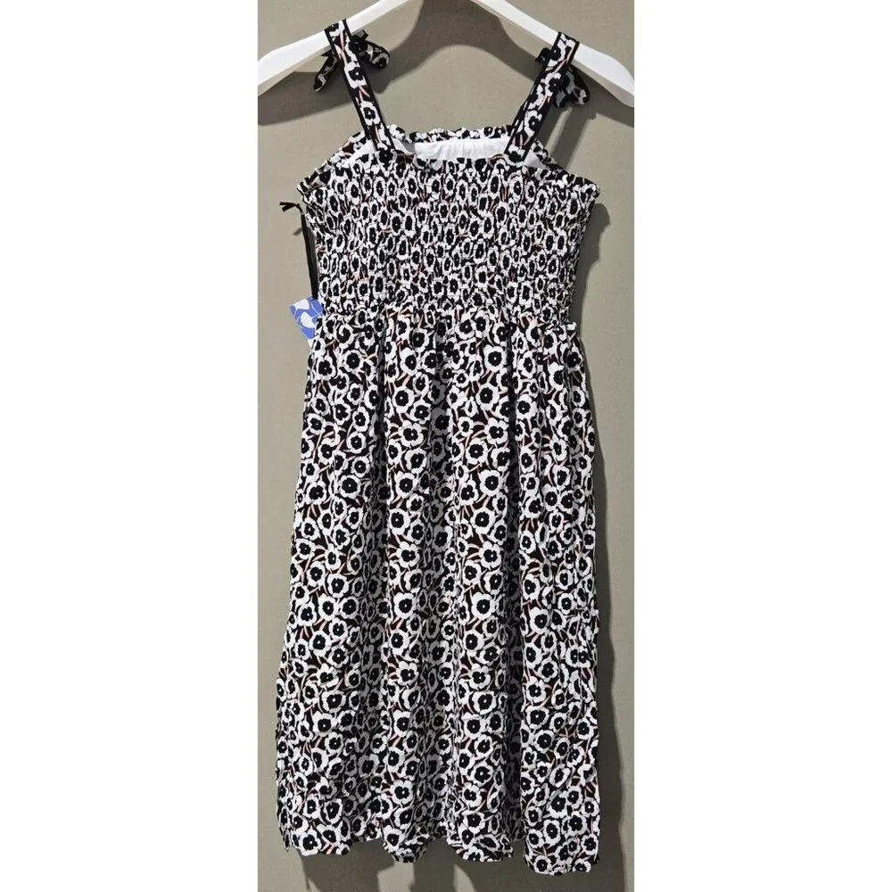 Diane Von Furstenberg Size XXS 00 Black Poppy Smocked Bodice Flared Summer Dress - Picture 5 of 10